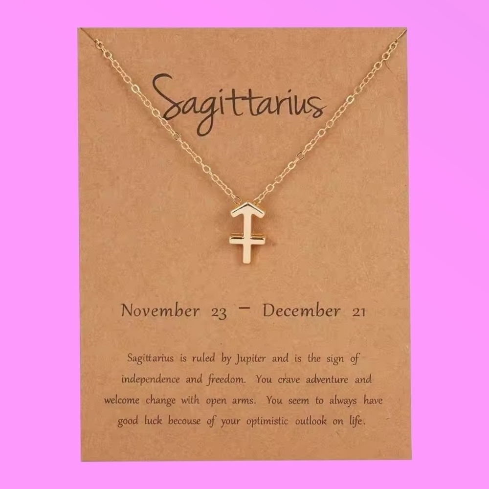 Sagittarius Gold Toned Zodiac Necklace